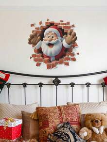 1PC Removable PVC Wall Decals – [3D Three-Dimensional Wall-Breaking Santa Claus Wall Stickers, Christmas Snowman Decorations, Christmas Reindeer Pulling A Sleigh]Self-Adhesive Waterproof Wall Stickers For Home Decor, Room Decor, Wall Decor, And Kitchen – Easy To Apply, Ideal For Living Room, Bedroom, Or Office Christmas Decorations Christmas Decorations Home