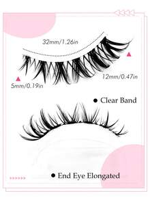 Rikuaild 10 Pairs Natural Messy Cat Eye False Eyelashes, Transparent Band, Create Cat Eye Makeup Effect, Delicate & Soft, Extended Outer Corner, Whole Piece Style, Realistic False Lashes, Reusable, Lengthening Lashes, Makeup Essential - 俄羅斯條狀假睫毛 - 查看 4