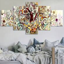 5 pièces Affiches sur canevas grand format sans cadre - Peintures abstraites vibrantes de l'Arbre de Vie - Art mural sur canevas de qualité supérieure pour chambre à coucher, bureau, salon, café, bar et décoration de dortoir, idée de cadeau unique pour les amis et la famille