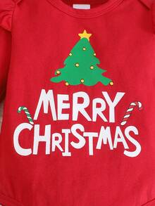 BrownBark 4pcs/Set Baby Girls Christmas Autumn Outfit, Round Neck Christmas Letter Print Long Sleeve Top + Pants + Headband + Hat, Versatile Daily Wear Set