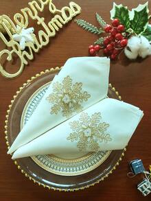 1 pezzo Tovagliolo quadrato in 100% poliestere di alta qualità, ricamato con fiocchi di neve, resistente a macchie e olio, adatto per cucina natalizia, tavolo da pranzo, scrivania, tavolino da caffè, decorazione domestica, soggiorno, camera da letto, giardino, interno/esterno, campeggio, villa, festa, armadietto, riunione familiare, decorazione per vacanze, ristorante, festa, matrimonio