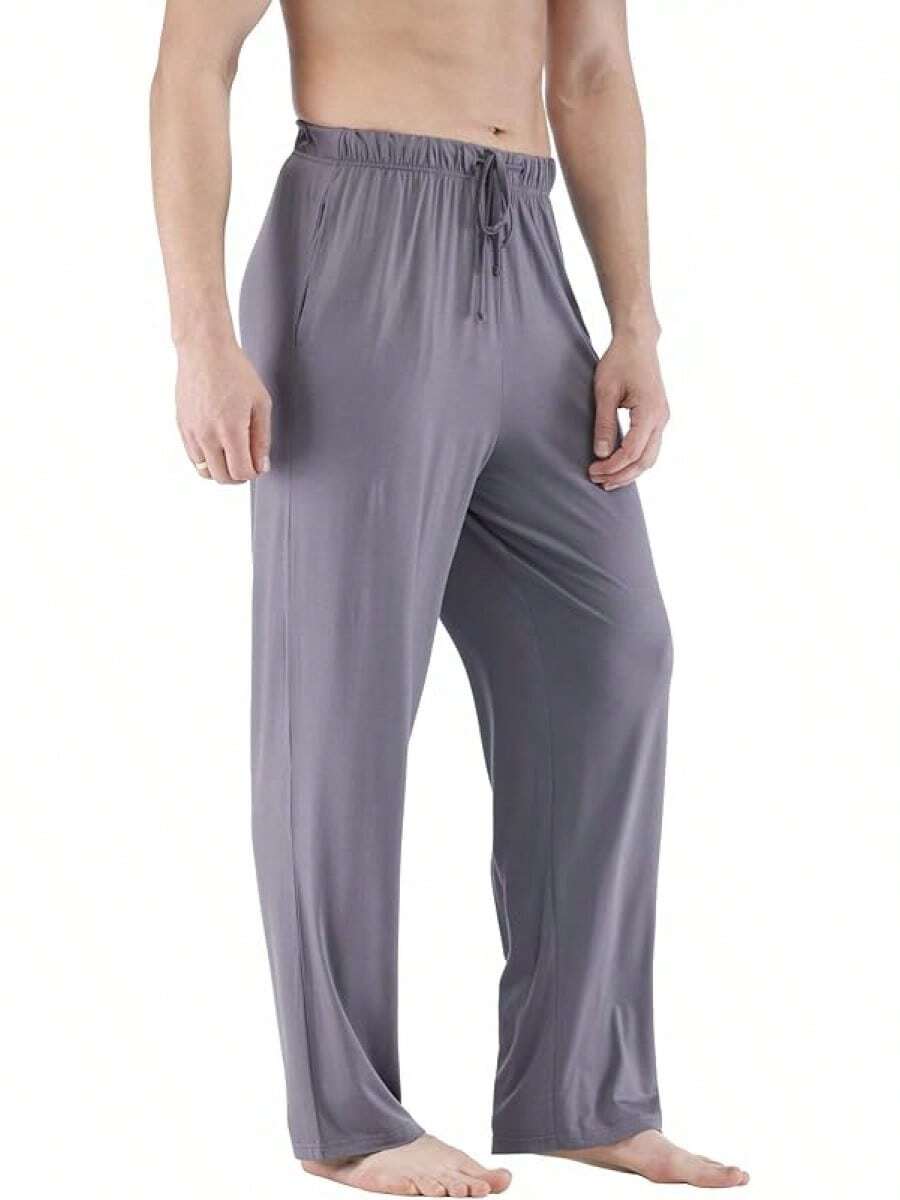 Mens Pajama Pants - Viscose Made From Bamboo, Soft Sleep Pants Comfy Drawstring Lounge Bottom With Pockets Sweatpantshalloween - Dark Grey - View 1