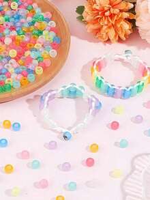 100/300 件夜光小马珠混合装 | 9 种鲜艳颜色 | 夜光亚克力和塑料发珠，适用于编发、制作手链和项链 - 散装 - 彩色 - 查看 4