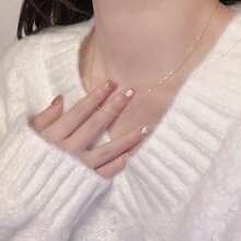 925 纯银 O 形项链，简约优雅的设计，闪亮的链条，女士珠宝，时尚风格，节日礼物，日常佩戴 - 白色 - 查看 6