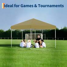 Carpa plegable de 3 m x 3 m (10 x 10 pies), resistente, con instalación con un solo botón, bolsa con ruedas portátil y una pared lateral, con altura ajustable y 4 bolsas de peso para eventos al aire libre. - Caqui - Ver 2