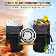 WOTOW Bolsa de Botella de Agua para Bicicleta, Universal Portabotella de Agua con Correas Ajustables y Bolsillos, Impermeable Portátil Organizador de Bolsa de Copa para Bicicleta Moto Sillas de Ruedas - Marrón - Ver 3