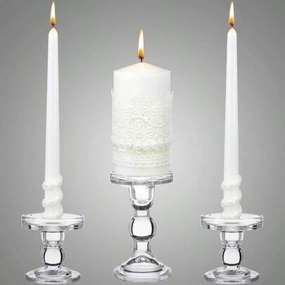 Unity Candles With Holder For Wedding Ceremony Wedding Decortions Accories Glass Candle Holder Pillar Candle For Formal Events Church Classic Style
