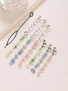 7 piezas de colgantes de piedra natural multicolor con anillos y pasadores con forma de serpiente en espiral, son hermosos y de moda, con pinzas de garra