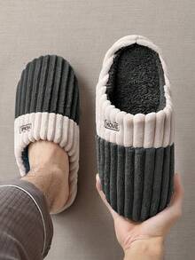 Dép bông nam, Thu/Đông, Cỡ lớn 48-49, Chống trượt, Chống mòn, Dép giữ nhiệt ấm áp, Nâu cà phê, Xám, Đen - màu đen - Xem 2