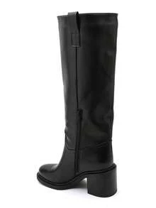 Tall Boots With A Slightly Pointed Toe And A Stable Block Heel-An Elegant And Comfortable Look. - Black 2523A - View 4