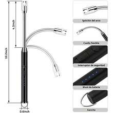 , Encendedor Electrico Recargable con Indicador de Batería, Encendedor Arco Eléctricos para Encender Velas, Gas, Barbacoa, Cocina y Fuegos Artificiales, Apagado Inteligente(Encendedor Electrónico, 2 Packs) - Tipo 2 - Ver 4