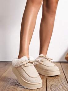 Women's Fashionable Snow Boots - Beige - View 1