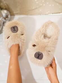 Pantoufles glissantes mignonnes et de dessin animé pour femmes, légères et confortables, chaudes avec bout fermé. Pantoufles d'intérieur adaptées pour la maison, le salon, le dortoir en automne/hiver