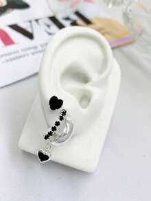 Trio Hoop Earring In 925 Silver Plated - 黑色 - 查看 1
