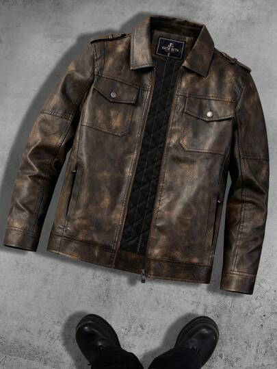 Men's Fall/Winter Jacket Features PU-Coated Construction With Multi-Zipper Details And A Thickened Lining To Lock In Warmth During Frigid Seasons. The Ultimate Gift Selection For Your Husband Or Boyfriend This Winter.