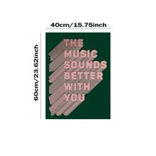 1pc, The Music Sounds Better With You Canvas Prints, Pink Bold Text Poster Wall Decor, Retro Dark Green Background Posters And Prints, For Contemporary Home Decoration Canvas Poster, Dormitory, College Apartment, Kitchen, Living Room, Office, Wall Decor, Frameless Art Print - Multicolor - View 8