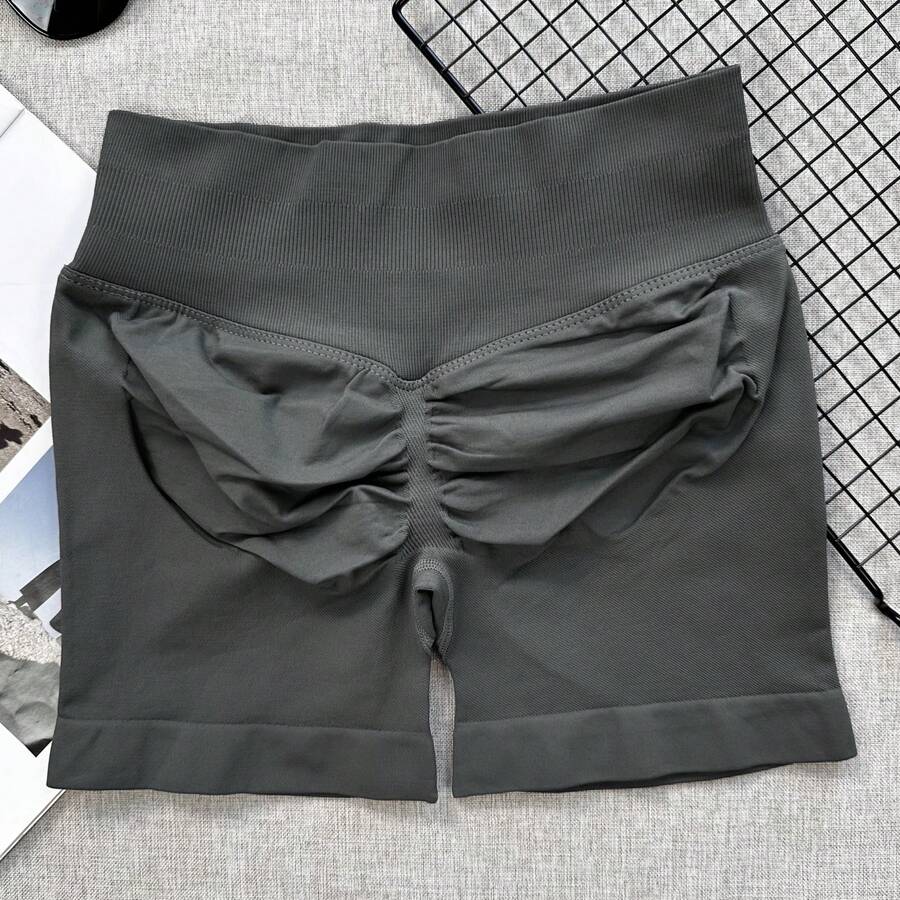 女款高腰無縫瑜伽短褲－高彈性、提臀，適合夏季