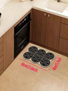 1pc Silicone Kitchen Mat With High-End Line And Flower Splice Gradient Pattern, Light Luxury And Fashionable Style, Cushioning Fatigue-Resistant, Water-Absorbent Quick-Drying And Anti-Slip Kitchen Rug, Simple Silica Gel Soft Rubber Mat, Suitable For Kitchen, Bathroom, Entrance, Laundry Room And Other Places. ,Room Decor - Black - View 13