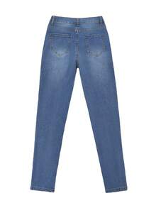 Y2K Sexy High Waist Light Blue Skinny Cropped Jeans, Slim Fit Flattering Stretch Pencil Pants For Women, Festival,Cowgirl Outfit,Jeans,Trousers,Going Out Outfits,Denim Trousers Women,Cowboy Outfit Women,Jeans Women,Curve