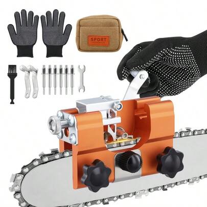 Chainsaw Sharpener Jig, Chainsaw Sharpening Tool Kit Chainsaw Sharpener With 6Pcs Sharpening Stones, Portable Chainsaw Sharpening Suitable For All Kinds Of Chainsaw