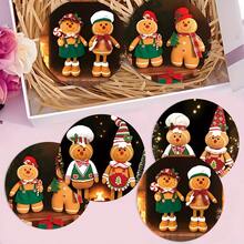 Christmas Gingerbread Man Coasters, Add A Sweet Touch To Your Holiday With These Wooden Coasters, Suitable For Coffee, Tea And Beverages, An Ideal Choice For Home And Restaurant Decor, Gingerbread Man Coasters, Snowman Coasters, Gingerbread Christmas Decor, Holiday Tableware, Holiday Themed Decor, Durable Wood, Holiday Shoppers, Gift Buyers