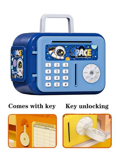 幼儿园儿童生日礼物玩具，密码收纳柜，儿童ATM现金盒，卡通泰迪熊/宇航员/小马存钱罐，创意硬币和纸币收纳盒装饰玩具