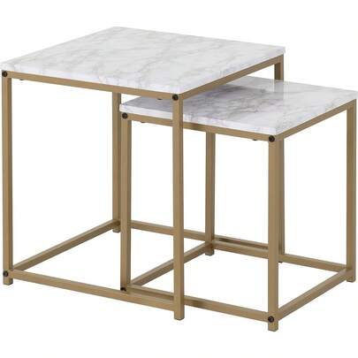 Dallas Nest Of 2 Tables In Marble/Gold Effect
