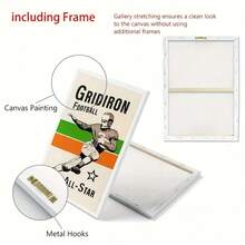 Poster-12x16in Wooden Football Print Canvas Painting - 1pc Manga Star Football Canvas Print Retro Football Art Poster Sports Wall Art American Football Print Room Decor Sports Decor, Football Lover Gift - Black - View 2