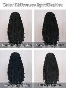 30英寸全双层蕾丝前置盒式辫假发，自然蝴蝶结造型，钩针编织，适合美国女性日常佩戴。合成蕾丝前置编织假发。 - 彩色 - 查看 10