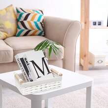 Set Of 2 Storage Basket Wicker Baskets For Organizing With Handle Decorative Storage Bins For Countertop Toilet Paper Storage Basket For Toilet Tank Top Small Baskets Set - 米色 - 查看 5