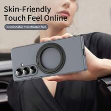 غطاء هاتف من سلسلة الرعد، صديق للبشرة، متوافق مع سامسونج جالكسي زد فولد 3/4/5/6/7، غطاء متكامل وواقي للشاشة، حامل قابل للدوران 360 درجة، حماية للعدسة، تصميم فاخر بمسحوق فضي، غطاء حماية للهاتف مناسب للجنسين