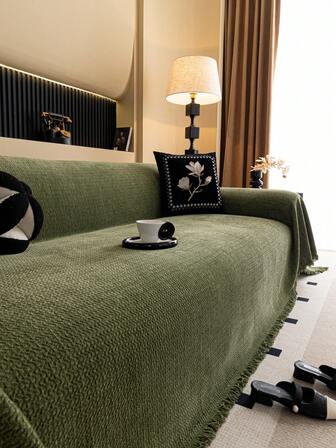 1pc High Density Chenille Sofa Blanket, Solid Color Thick Sofa Cover, All Season Use, Pet Friendly, Luxurious & Fashionable, Decorative Sofa Protector, Fits 1-4 Seater Sofa, L-Shaped Sofa, Suitable For Living Room, Bedroom, Study, Office, Club, Party