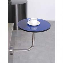 WANGJISSA Fodalob Classic Bistro Pub Table WallMounted Dining Table with Blue Acrylic Top and Silver Stainless Steel Legs 15.7x14.5Inch - Un color - Ver 2