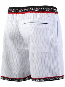 Men's 12 White Basketball Shorts Casual Embroidered Sewn Zipper Pocket Party Sports Pants