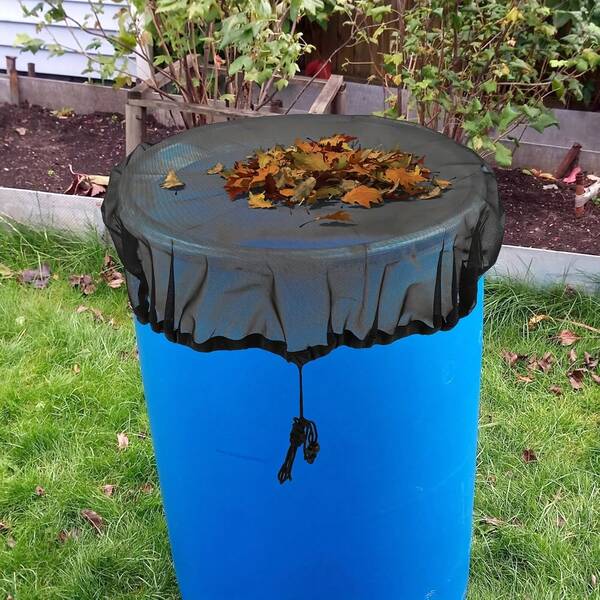 1pc Durable Nylon Mesh Rain Barrel Cover - Leaf & Debris Filter Net For Garden Water Collection Buckets, Black, Tear-Resistant Design With Drawstring For Easy Fit, Prevents Autumn Leaves From Falling Into Rain Barrels, 80cm/95cm/110cm Sizes Available, Rain Water Collector