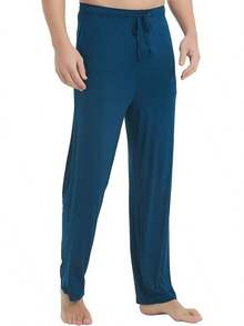 Mens Pajama Pants - Viscose Made From Bamboo, Soft Sleep Pants Comfy Drawstring Lounge Bottom With Pockets Sweatpantshalloween - Ink Blue - View 7