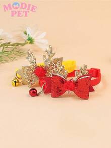 2 chiếc vòng cổ nơ Giáng sinh cho chó mèo cưng, phong cách mới cho ngày lễ - Nhiều màu - Xem 4