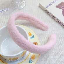 1pc Plush Headband, Fluffy Ear Warmer Headband, Solid Color Headband For Women, Autumn/Winter