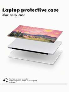 1 件装，梵高艺术画粉紫色星夜花卉印花透明超薄亚克力笔记本电脑保护壳，采用花卉图案设计，哑光防指纹，全包防水，3D 防摔，3D 散热孔，适用于 AIR13 2025/Pro 16 M4/M3/M2，必备笔记本电脑保护壳，圣诞节礼物，2026 新年礼物。