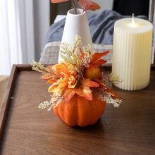 Creative Pumpkin Maple Leaf Pomegranate Decoration Halloween Autumn Harvest Thanksgiving Party Gift Living Room Room Desktop Window Small Pumpkin Ornament - Orange - View 2
