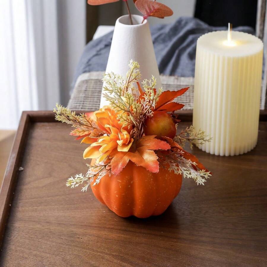 Creative Pumpkin Maple Leaf Pomegranate Decoration Halloween Autumn Harvest Thanksgiving Party Gift Living Room Room Desktop Window Small Pumpkin Ornament