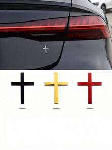 1pc Metallic Cross Car Bumper Sticker, Rear Car Decor, Car Scratch Protection Covering - Multicolor - View 2