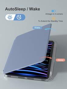 适用于 iPad 5/6/7/8/9/10/11、iPad Mini 6/7、iPad Air 1/2/3/4/5、11 英寸 (M2)/11 英寸 (M3)/13 英寸 (M2)/13 英寸 (M3)、iPad Pro 12.9 英寸（第三/四/五/六代）的 360° 旋转保护套，带笔槽，紫色。亚克力透明材质，防尘。 - 淺灰紫 - 查看 5