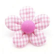 20pcs Handmade Fabric Flower Appliqués (Random Color)For DIY Crafts – 1.97inch Gingham Checkered & Solid Color Hair Clips, Patches For Clothing, Shoes, Hats & Accessories