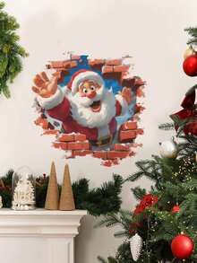 1PC Removable PVC Wall Decals – [3D Three-Dimensional Wall-Breaking Santa Claus Wall Stickers, Christmas Snowman Decorations, Christmas Reindeer Pulling A Sleigh]Self-Adhesive Waterproof Wall Stickers For Home Decor, Room Decor, Wall Decor, And Kitchen – Easy To Apply, Ideal For Living Room, Bedroom, Or Office Christmas Decorations Christmas Decorations Home