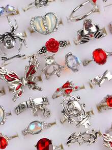 10/20 buc/lot Vintage Punk Gothic Halloween femei bărbați inele fluture păianjen trandafir craniu în formă de inimă stiluri petrecere de vacanță machiaj bal club de noapte bar cadouri pentru prieteni accesorii de purtare zilnică