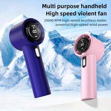 100-Speed Turbo Wind Rechargeable Handheld Fan - 5000mAh 10H Runtime LED Display|   Powerful Quiet Motor For Travel Beach Outdoor Concerts - Handheld Turbofan - Blue - View 3