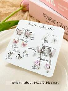 1 Set Of 7 Pairs Valentine's Day Gifts For Girlfriend Graceful Butterfly Tassel Earring Set, Elegant & Versatile Ear Drops For Women's Daily Wear And Holiday Gift,Mom,Mother,Mother's Day,Gift
