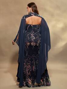 UNITHORSE Elegancka, zdobiona cekinami sukienka wizytowa dla kobiet w dużych rozmiarach