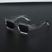 Men's Oversized Square Glasses - Heavy Round/Non-Prescription Glasses, Non-Prescription Thick Black Frame Suitable For Street Style, Formal Occasions And Daily Use - Retro Modern Men's Glasses (Multiple Colors Available) - Suitable For Shooting And Parties - Fashionable Rectangular Frame, Glossy Surface, Simple Design, Lightweight And Comfortable,  Accessory For Casual Outings - 1件 灰黑色 - 查看 2